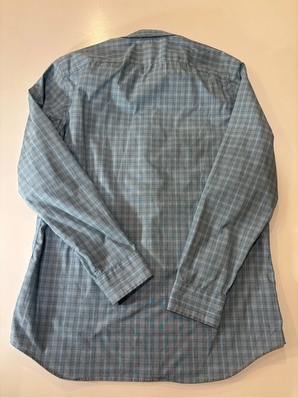Banana Republic Teal Blue Plaid Buttondown Dress Shirt 15-15.5 Cotton Career‎